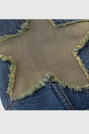 Style Core Aesthetics, New Style Trends Star Patch Denim Shorts