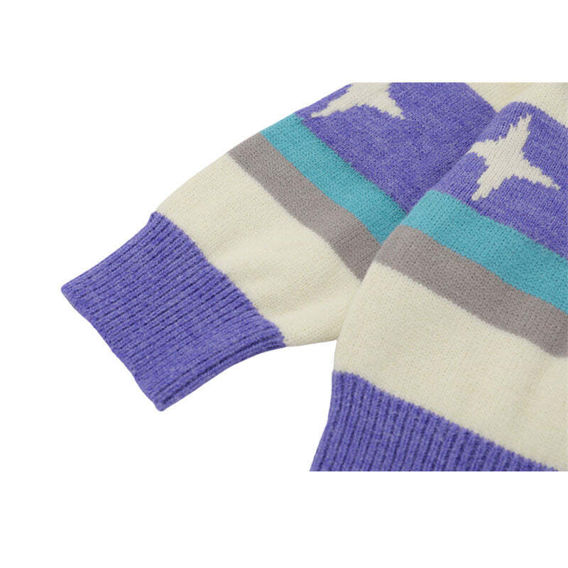 Style Core Aesthetics, New Style Trends Star Pattern Stripe Patchwork Pullover Style Core Aesthetics, New Style Trends Star Pattern Stripe Patchwork Pullover
