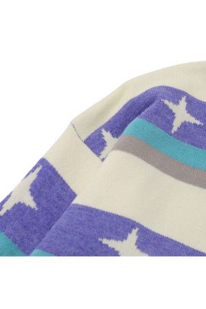 Style Core Aesthetics, New Style Trends Star Pattern Stripe Patchwork Pullover