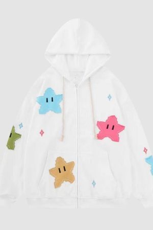 Style Core Aesthetics, New Style Trends Starry Zip-Up Hoodie