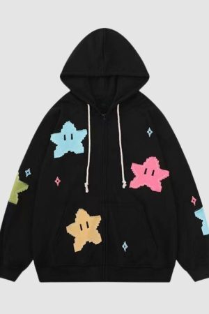 Style Core Aesthetics, New Style Trends Starry Zip-Up Hoodie