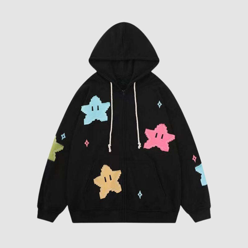 Style Core Aesthetics, New Style Trends Starry Zip-Up Hoodie