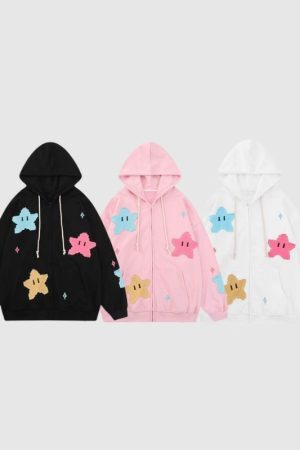 Style Core Aesthetics, New Style Trends Starry Zip-Up Hoodie