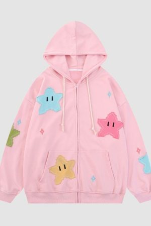 Style Core Aesthetics, New Style Trends Starry Zip-Up Hoodie