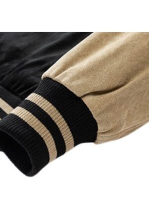 Style Core Aesthetics, New Style Trends Street-Style Embroidered Suede Baseball Jacket