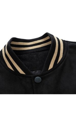 Style Core Aesthetics, New Style Trends Street-Style Embroidered Suede Baseball Jacket