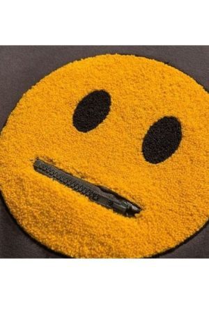 Style Core Aesthetics, New Style Trends Street Style Smiley Face Patchwork Hoodie