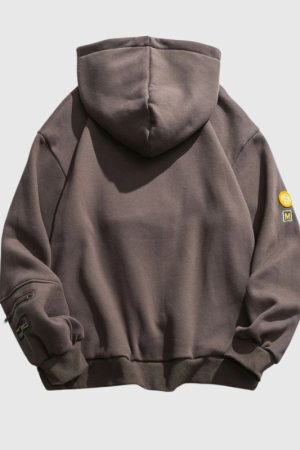 Style Core Aesthetics, New Style Trends Street Style Smiley Face Patchwork Hoodie