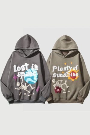 Style Core Aesthetics, New Style Trends Street Vintage Graffiti Print Hoodies