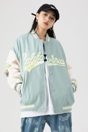 Style Core Aesthetics, New Style Trends Streetwear Embroidered PU Leather Baseball Jacket