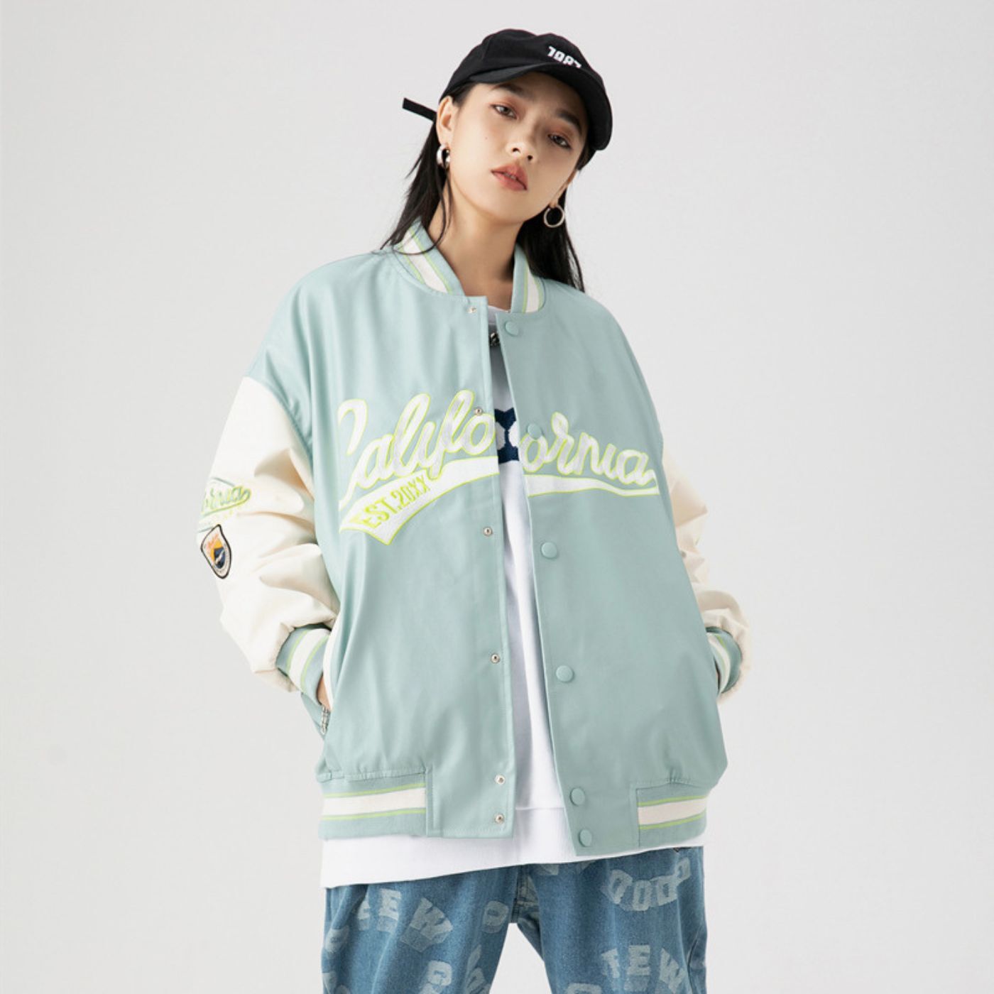 Style Core Aesthetics, New Style Trends Streetwear Embroidered PU Leather Baseball Jacket Style Core Aesthetics, New Style Trends Streetwear Embroidered PU Leather Baseball Jacket