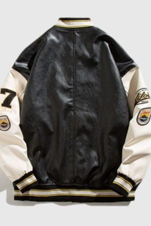Style Core Aesthetics, New Style Trends Streetwear Embroidered PU Leather Baseball Jacket