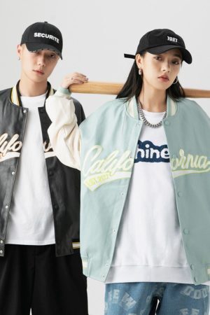 Style Core Aesthetics, New Style Trends Streetwear Embroidered PU Leather Baseball Jacket