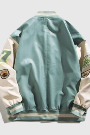 Style Core Aesthetics, New Style Trends Streetwear Embroidered PU Leather Baseball Jacket