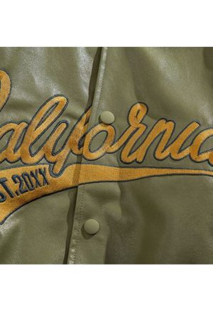 Style Core Aesthetics, New Style Trends Streetwear Embroidered PU Leather Baseball Jacket