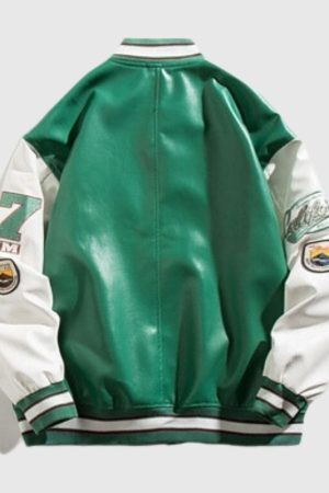 Style Core Aesthetics, New Style Trends Streetwear Embroidered PU Leather Baseball Jacket