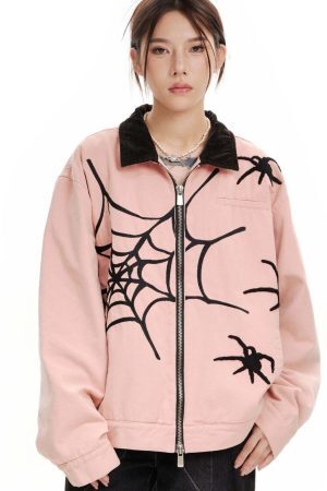 Style Core Aesthetics, New Style Trends Streetwear Spider Embroidered Jacket