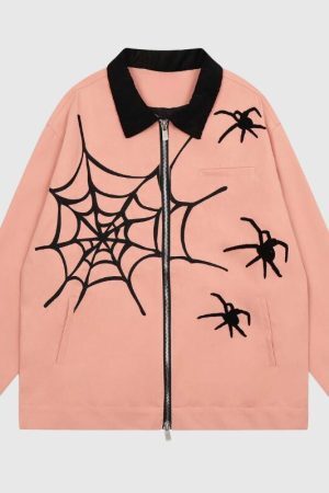 Style Core Aesthetics, New Style Trends Streetwear Spider Embroidered Jacket