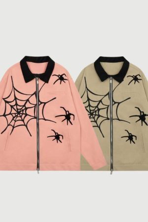 Style Core Aesthetics, New Style Trends Streetwear Spider Embroidered Jacket