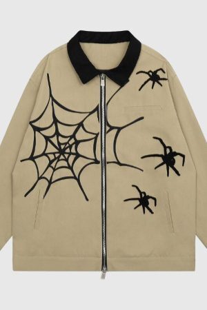 Style Core Aesthetics, New Style Trends Streetwear Spider Embroidered Jacket