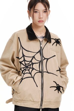 Style Core Aesthetics, New Style Trends Streetwear Spider Embroidered Jacket