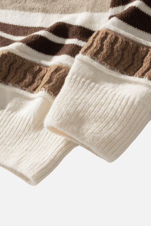 Style Core Aesthetics, New Style Trends Striped Cable Patchwork Design Pullover