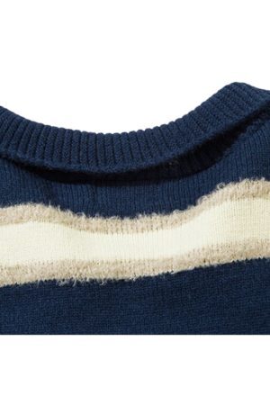 Style Core Aesthetics, New Style Trends Striped Collar College-Style Sweater