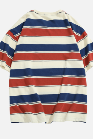 Style Core Aesthetics, New Style Trends Striped Colorblock Cotton T-Shirt
