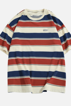 Style Core Aesthetics, New Style Trends Striped Colorblock Cotton T-Shirt