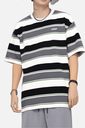 Style Core Aesthetics, New Style Trends Striped Colorblock Cotton T-Shirt