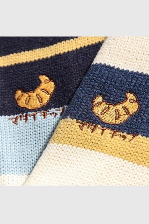 Style Core Aesthetics, New Style Trends Striped Embroidered Knit Sweater