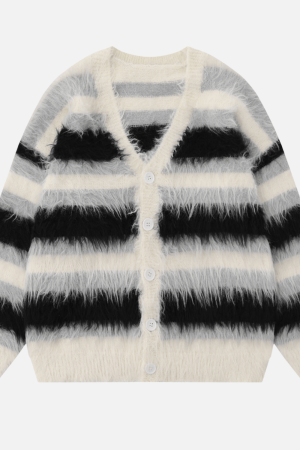Style Core Aesthetics, New Style Trends Striped Fleece-Lined V-Neck Sweater