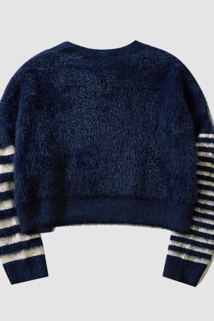 Style Core Aesthetics, New Style Trends Striped Fuzzy Cropped Sweater