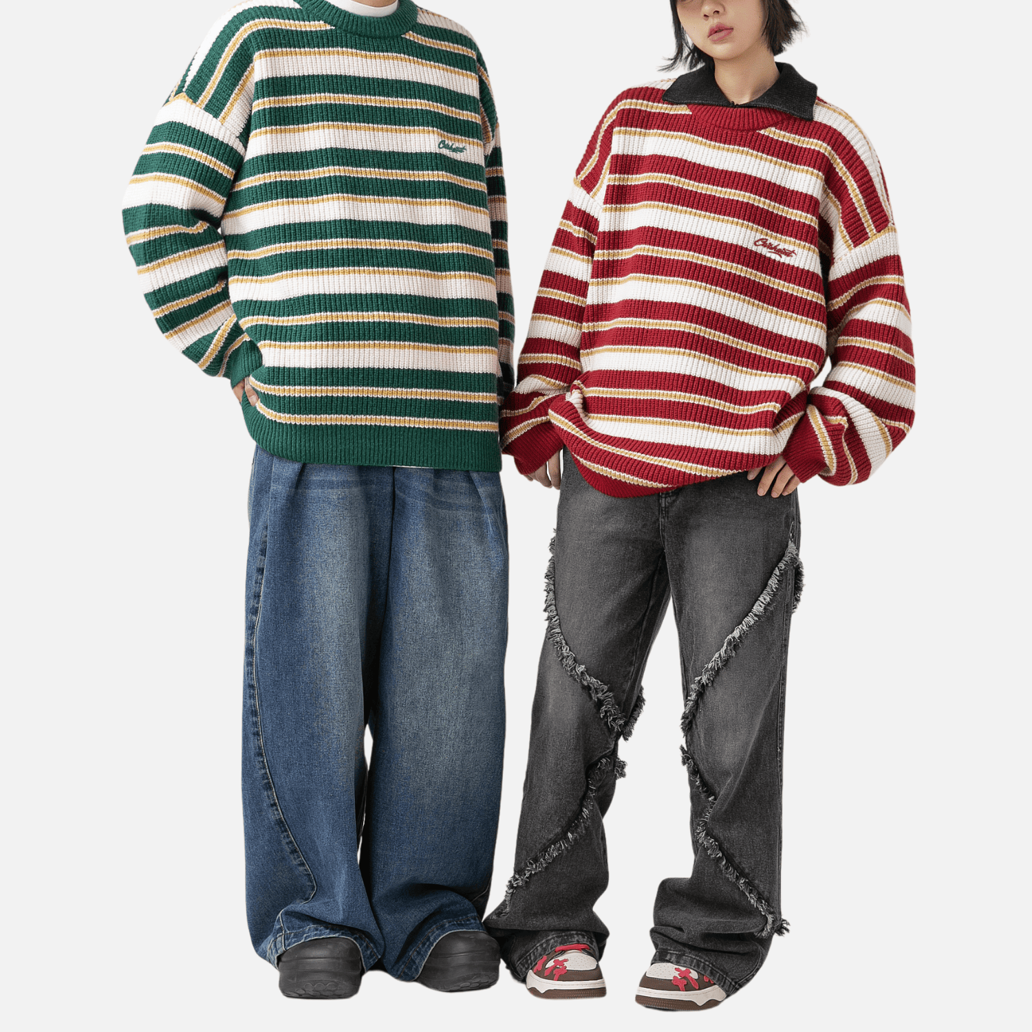 Style Core Aesthetics, New Style Trends Striped Heavy Knit Sweater Style Core Aesthetics, New Style Trends Striped Heavy Knit Sweater