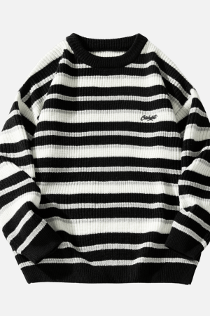 Style Core Aesthetics, New Style Trends Striped Heavy Knit Sweater