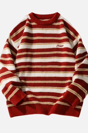 Style Core Aesthetics, New Style Trends Striped Heavy Knit Sweater