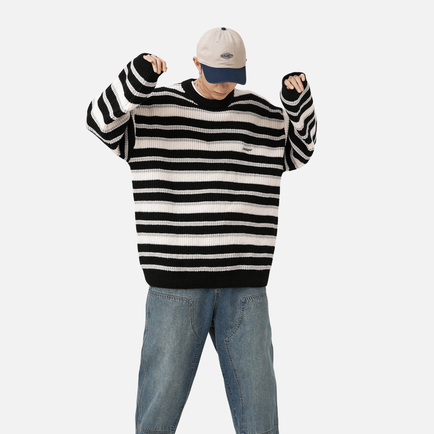 Style Core Aesthetics, New Style Trends Striped Heavy Knit Sweater Style Core Aesthetics, New Style Trends Striped Heavy Knit Sweater