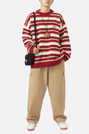 Style Core Aesthetics, New Style Trends Striped Heavy Knit Sweater