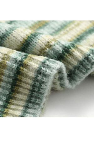 Style Core Aesthetics, New Style Trends Striped Lace Up Collared Sweater