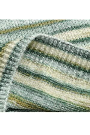 Style Core Aesthetics, New Style Trends Striped Lace Up Collared Sweater