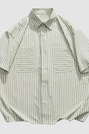 Style Core Aesthetics, New Style Trends Striped Patch Pocket Shirts