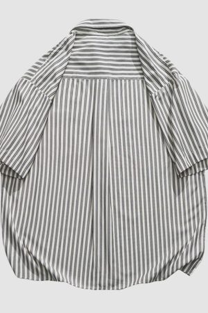 Style Core Aesthetics, New Style Trends Striped Patch Pocket Shirts