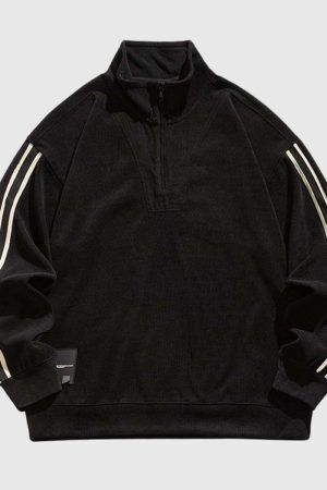 Style Core Aesthetics, New Style Trends Striped Sleeve Half-Zip Pullover