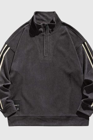 Style Core Aesthetics, New Style Trends Striped Sleeve Half-Zip Pullover