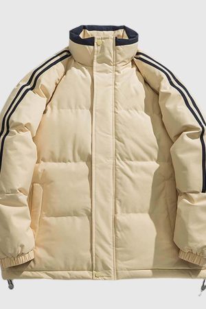 Style Core Aesthetics, New Style Trends Striped Sleeve Puffer Jacket
