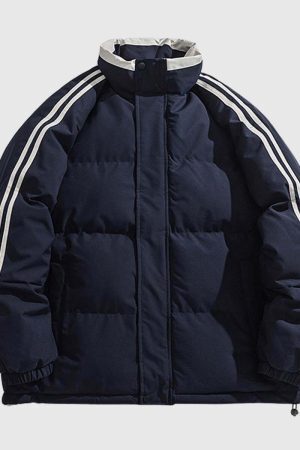 Style Core Aesthetics, New Style Trends Striped Sleeve Puffer Jacket