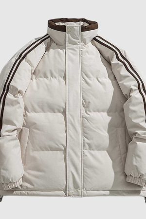 Style Core Aesthetics, New Style Trends Striped Sleeve Puffer Jacket