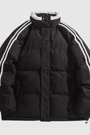 Style Core Aesthetics, New Style Trends Striped Sleeve Puffer Jacket
