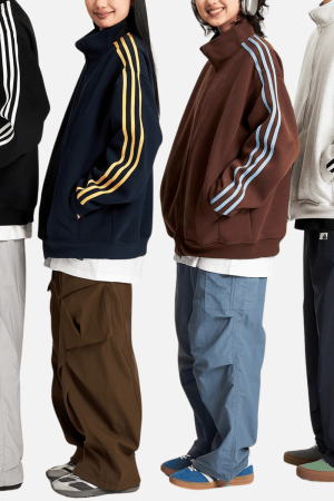 Style Core Aesthetics, New Style Trends Striped Stand Collar Jacket