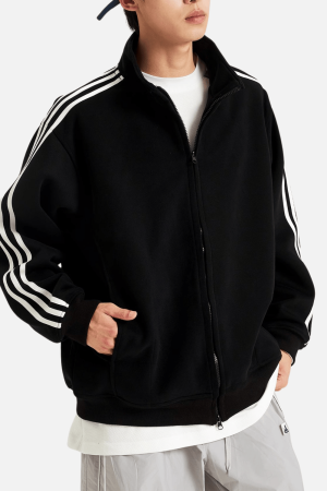 Style Core Aesthetics, New Style Trends Striped Stand Collar Jacket